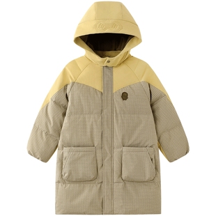 【商场同款】英氏儿童羽绒服冬季中长款连帽外套男保暖时尚超韧绒