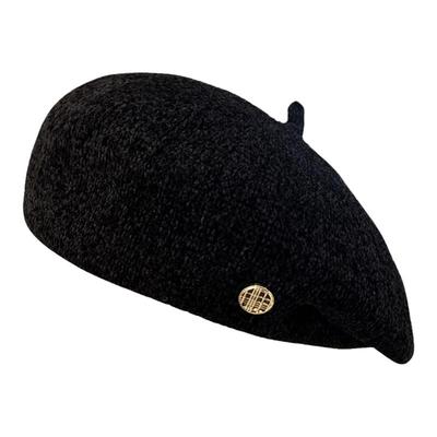 新款雪尼尔小标贝雷帽女厂家直销