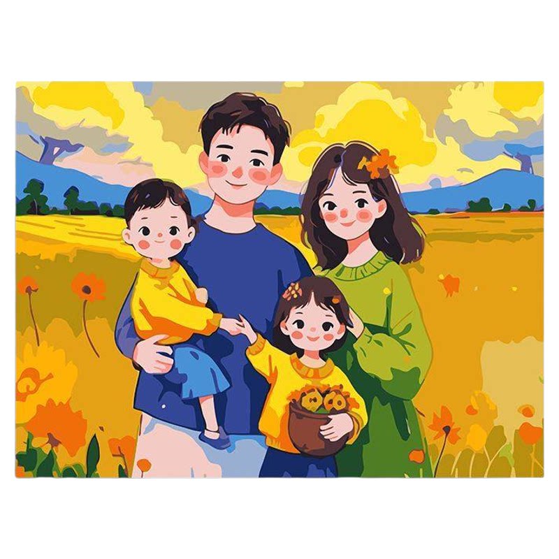 一家人温馨治愈氛围感装饰画挂墙