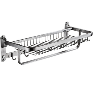 毛巾架免打孔卫生间304不锈钢浴室置物架厕所壁挂折叠网篮浴巾架