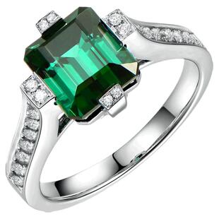 米莱珠宝 3.28克拉天然绿碧玺戒指 18K金25分钻石女戒 彩宝定制