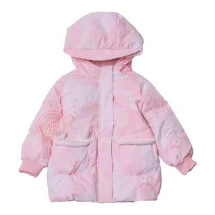 Abckids专柜同款女童冬款加厚保暖白鸭绒羽绒服外套小童款