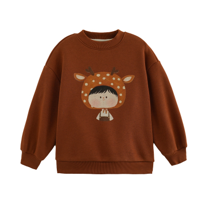 男童保暖加绒可爱圆领卫衣