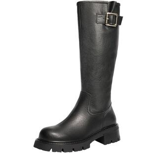 百丽女靴子厚底高长靴冬季新款西部靴显瘦长筒靴骑士靴B2136DG4