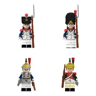 粤睿智达拿破仑战争积木人仔法军龙骑士步兵骑兵四面印刷袋装玩具