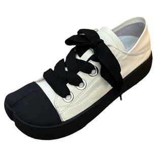 小白鞋女2026春新款真皮厚底百搭休闲小众原创轻便分趾猪蹄鞋板鞋