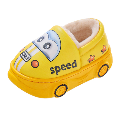 儿童卡通小汽车包跟防滑保暖拖鞋