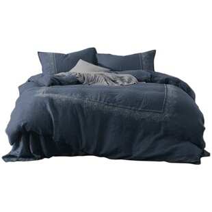 朵雅家纺 亚麻四件套酵素水洗春夏纯麻四件套全麻轻奢床品套件四