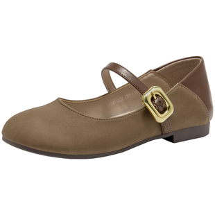 大东勃肯鞋女鞋2026春季新款时尚内增高低跟圆头软底爆款单鞋1265