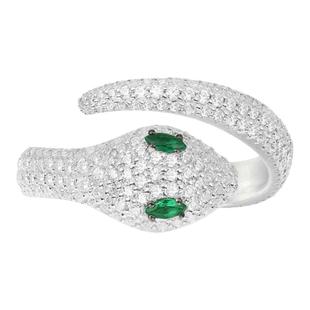 【情人节礼物】APM Monaco蛇年本命年绿眼灵蛇戒指女纯银情侣对戒