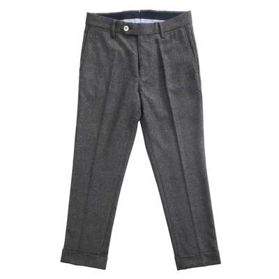 秋冬精纺羊毛法兰绒加厚复古西裤