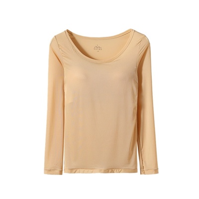 皮肤打底女带胸垫秋衣秋裤套装