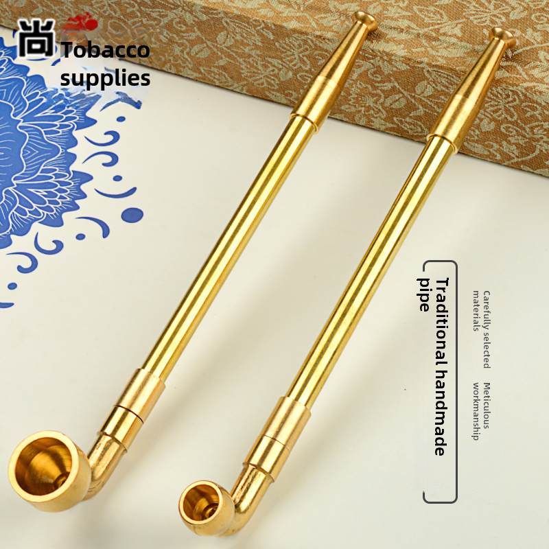传统手工老式黄铜旱烟袋锅子烟杆烟嘴便携长短款男士烟斗烟草专用