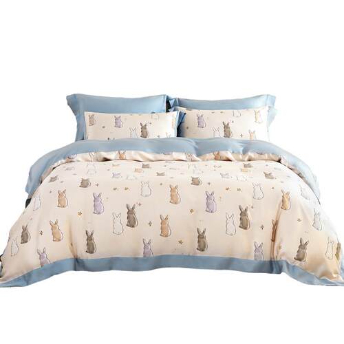 2024新品梦洁宝贝儿童天丝四件套夏季卡通印花三件套女孩床上用品