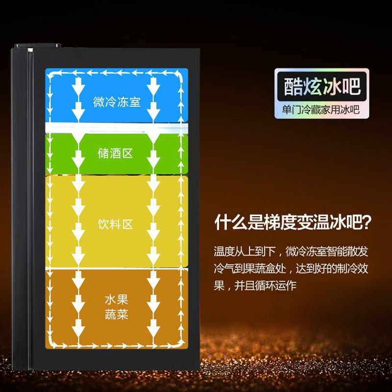 冰吧家用小型冷藏透明大容量展示柜饮料红酒保鲜办公室冰箱茶叶柜