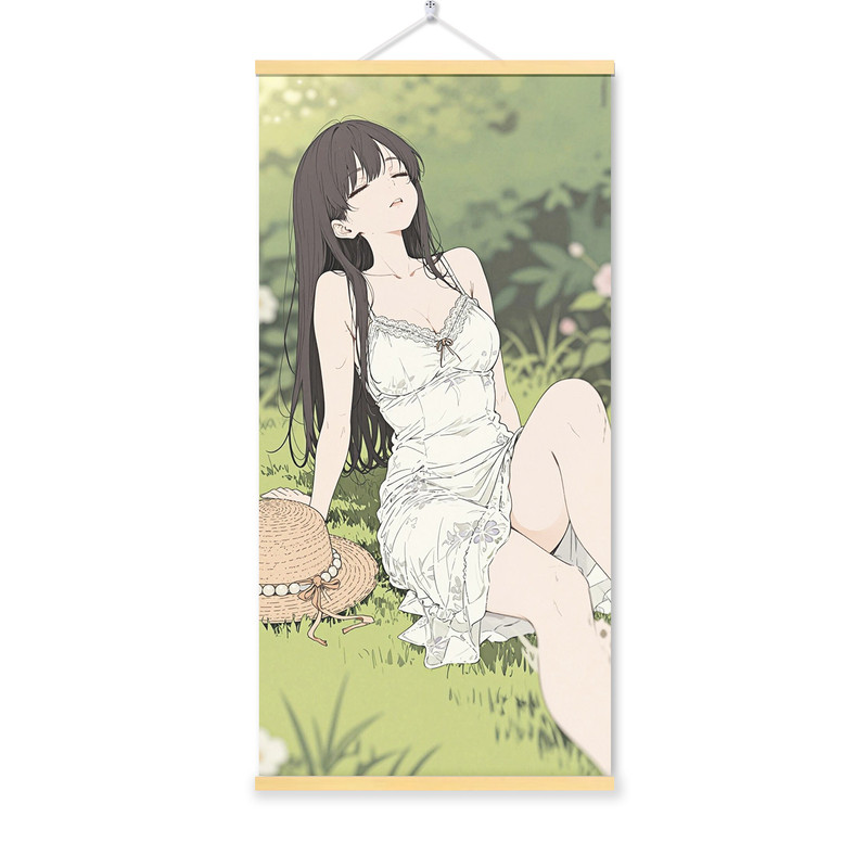 唯美古风旗袍卡通二次元美女国风挂画书房卧室墙壁挂墙油画布装饰