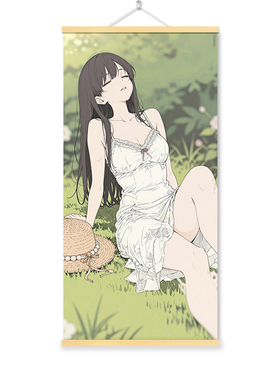 唯美古风旗袍卡通二次元美女国风挂画书房卧室墙壁挂墙油画布装饰