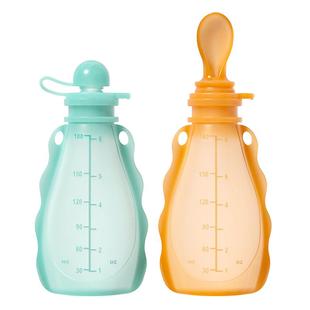 婴儿辅食袋奶瓶硅胶软勺宝宝挤压式米糊吸管母乳保鲜袋果泥袋神器