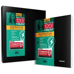 凯萨灵感三孔本美式笔记本学生易撕kaisa本子凯撒科目本加厚ins风大学生考研美国活页本美式分栏线圈本