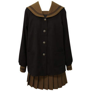 酒诗  海军领秋冬款可爱幼稚园jk制服咖啡二本学生水手服年会校服
