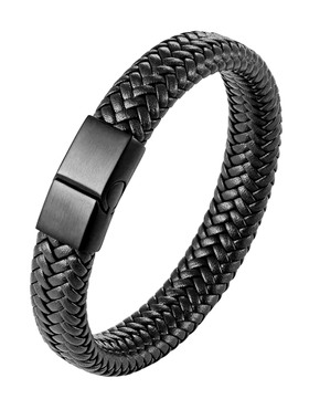 黑色牛皮男手链手镯欧美