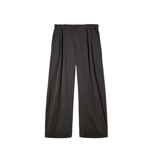 AWT25AW 「棉锦混纺」复古廓形感连腰直筒休闲卷边长裤