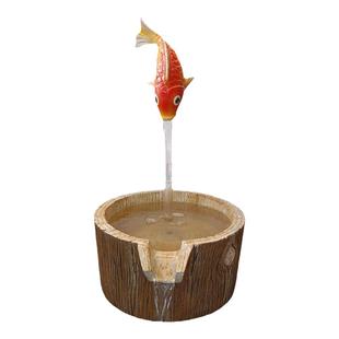 悬空流水循环悬浮水龙头青蛙鲤鱼流水装饰悬空鱼缸造景循环流水器