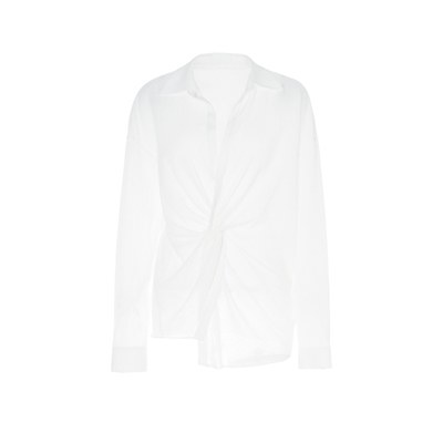 LYNEE 复古气质翻领设计感扭结白色衬衫女小众时尚衬衣春季新款