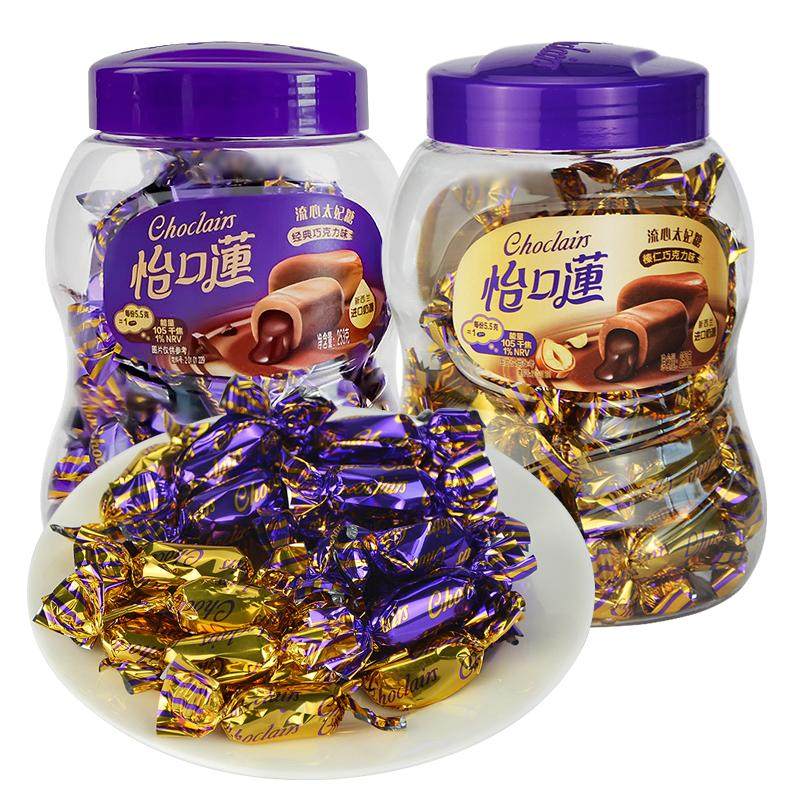怡口莲太妃糖253g桶装儿童夹心软糖巧克力夹心糖果零食结婚喜糖