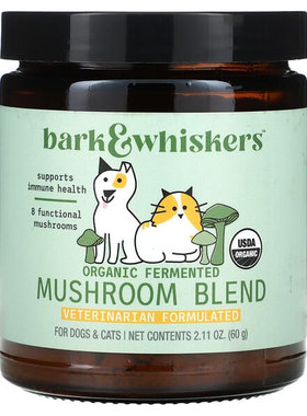Mercola博士,Bark & Whiskers™，有机发酵蘑菇混合物，猫狗专