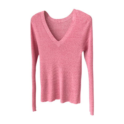 修身显瘦v领针织衫打底长袖上衣