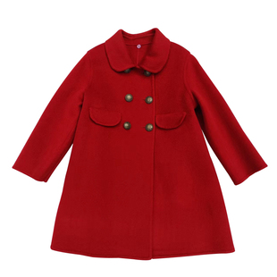 女童双面羊绒大衣2024新款儿童法式复古小童中大童英伦双面呢外套