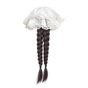 假发辫子女抓夹仿真发低马尾蕾丝双麻花长辫子发饰新中式马尾假发