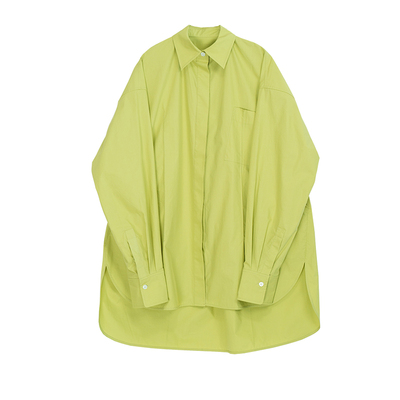 APPENDAGE春夏新款设计感宽松休闲长款oversize廓形感纯色绿衬衫