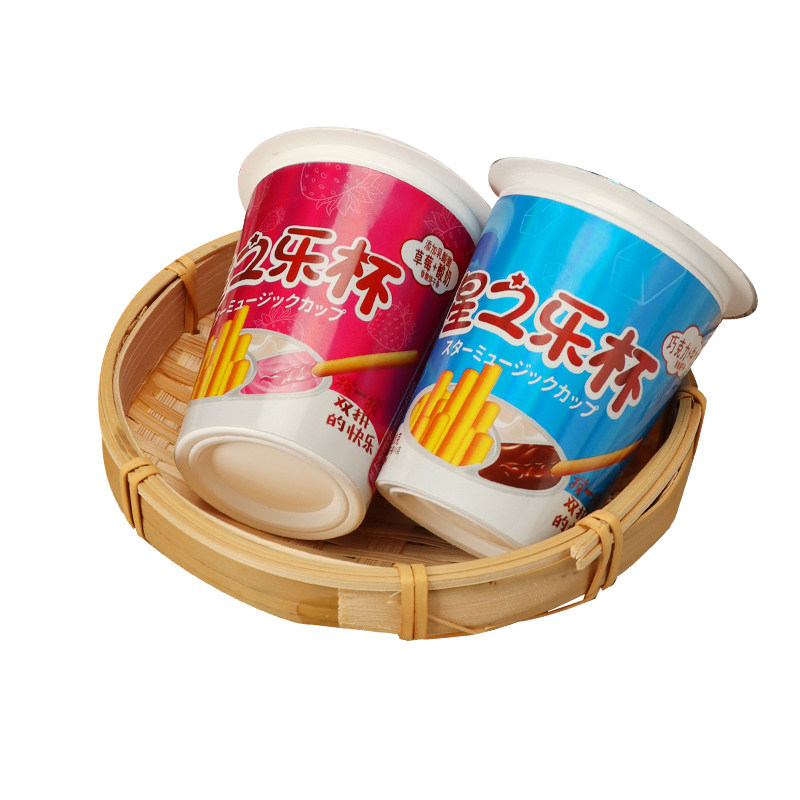 星之乐星之乐杯蘸酱手指饼干巧克力味长条棒桶装草莓味休闲小零食