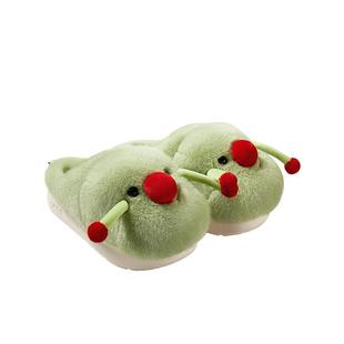 朴西红鼻子棉拖鞋女秋冬季室内家居抗菌保暖防滑加厚可爱毛毛拖鞋