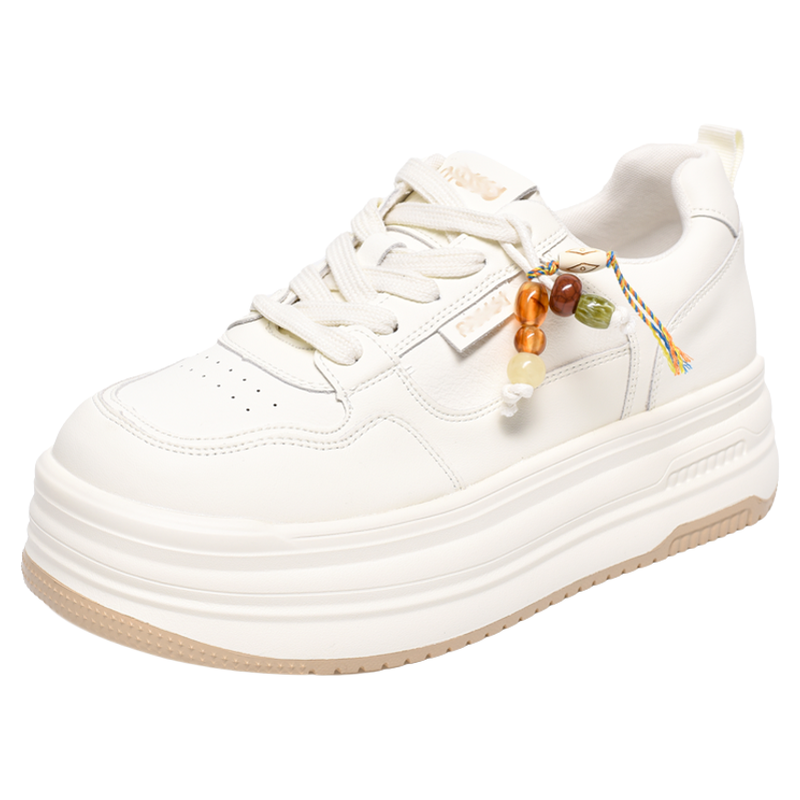 宽胖脚肥大码女鞋41-43大丫丫2025秋季新款牛皮轻便小白鞋9807-1