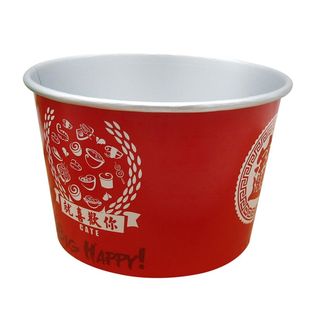 绿而洁纸碗一次性碗网红铝箔餐盒红色打包碗外卖商用圆碗粥碗订制