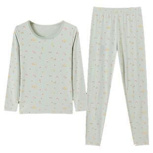 顶瓜瓜顶呱呱纯棉保暖内衣弹力薄款秋衣秋裤女士小清新打底衫套装