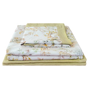 目野「苏洛薇」法式高级四件套黄色纯棉高支高密轻奢床上用品新款