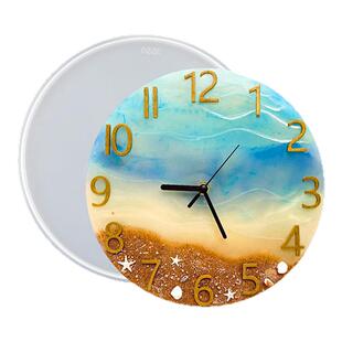 花柬diy圆形时钟滴胶模具简约钟表机芯罗马数字表盘摆件硅胶模具