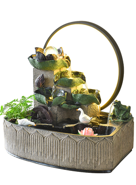 轻奢新中式流水风水轮造景摆件