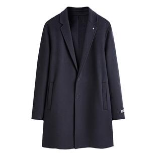 太平鸟男装单排扣西装领深灰毛呢大衣男B1AAD4212