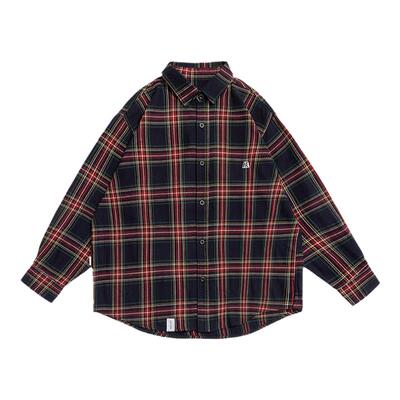 KXLFCHN酒红色格子衬衫男女同款