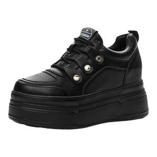 ZFCQ潮酷2026春季新款超高跟小白鞋女款真皮内增高休闲显脚小单鞋