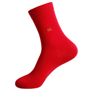 欧蒂爱红袜子男本命年男袜结婚袜福字男士竹纤维抗菌防臭四季马年