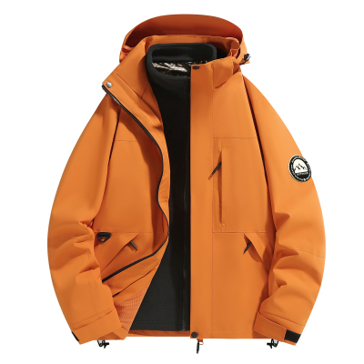 橙色冲锋衣外套女款2025秋冬新款三合一小个子防风防水风衣情侣