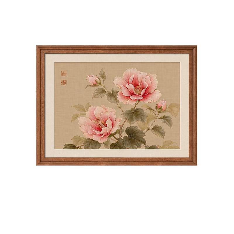 【新中式风】牡丹花餐厅装饰画