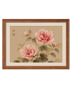 【新中式风】牡丹花餐厅装饰画