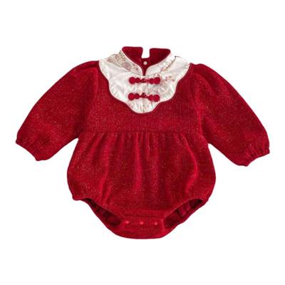 婴儿加绒连体包屁衣红色礼服
